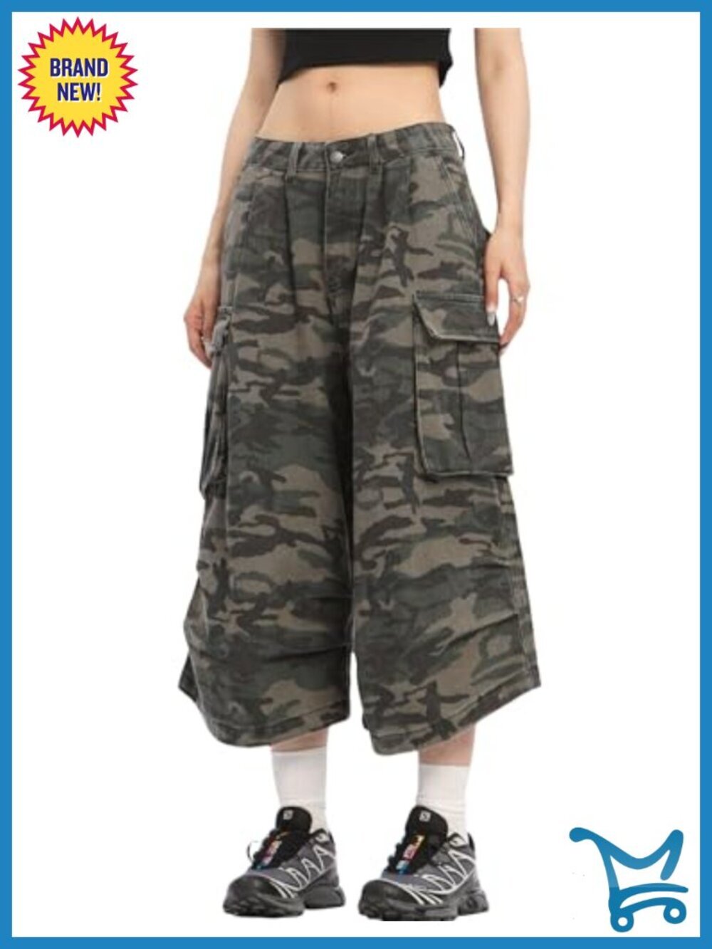 Y2K Baggy Cargo Jean Shorts with Flap Pockets Low Rise